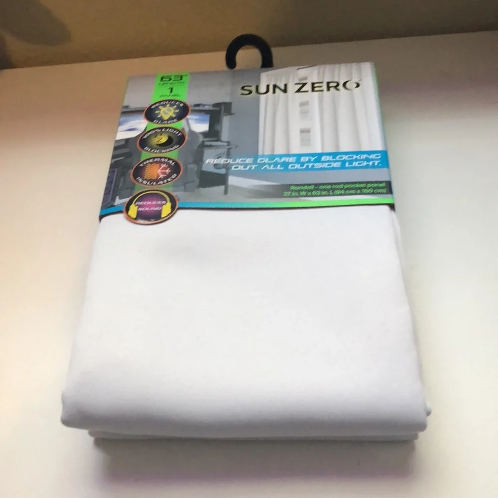 New Sun Zero White 63” Length Light Blocking Thermal Insulated Curtain Panel